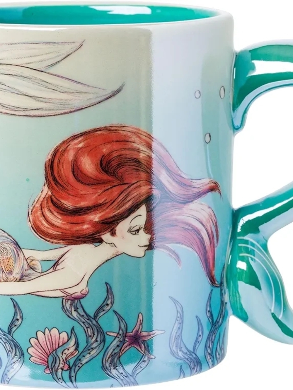 Disney Princess Ariel & Flounder Watercolor Scene Pearlescent 20oz Shaped Mug